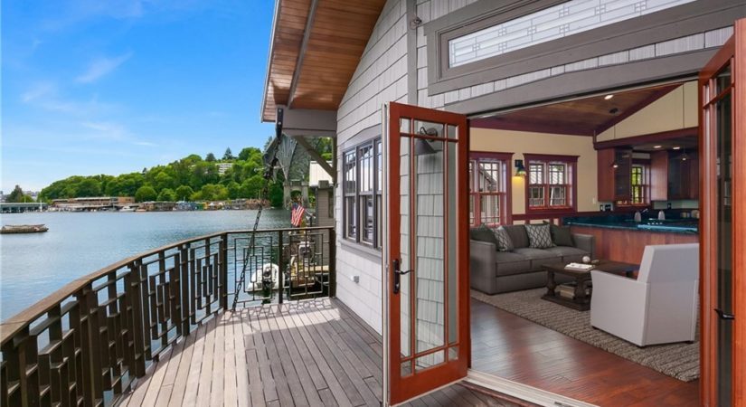 Main level living area views and deck