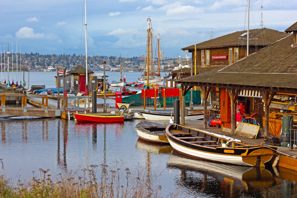 wooden boats on South Lake Union