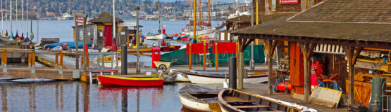 wooden boats on South Lake Union